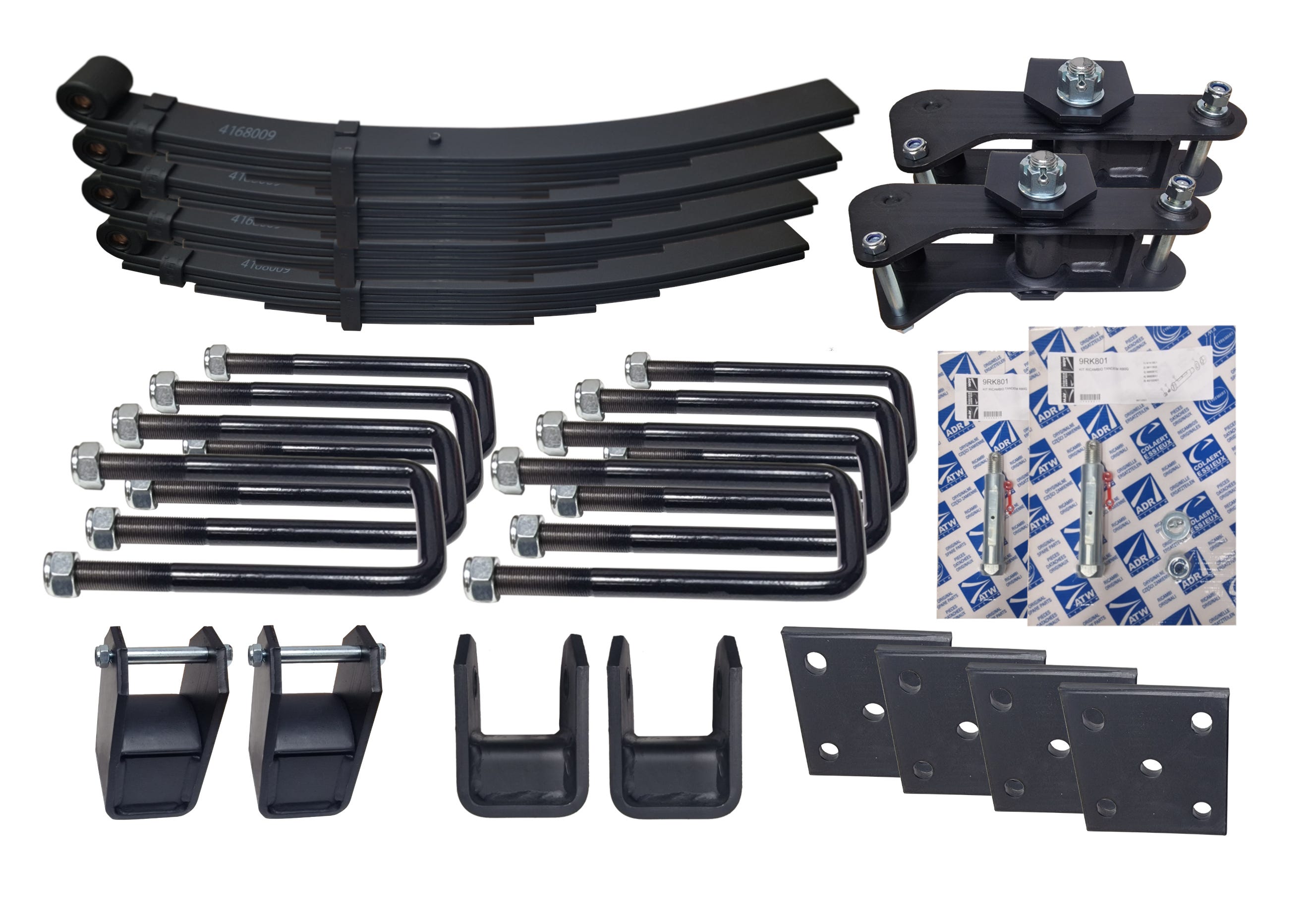 6 Leaf 80mm wide Spring Axle Suspension Kit for 100mm Square Axle - 1200mm Wheel Base Length - 14,000 Kg Capacity