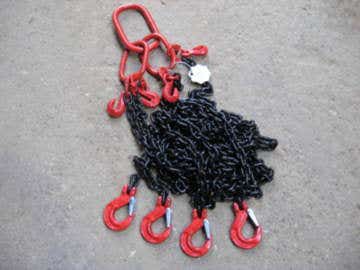 4 leg, 8mm, 3.0m, GWS Talon80 Chain Sling c/w slinghooks & grabs, 4.25 tonnes WLL at 0-45 degrees