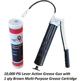 Grease Gun Heavy Duty Lever Action with 1 Grease Cartridges, 400g/14oz Cartridge, Multi Purpose Grease