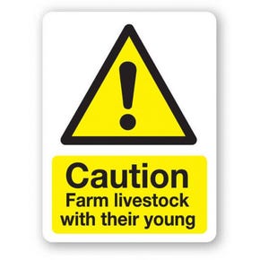 Caution Farm Livestock With Their Young Sign 300x400x3mm PVC