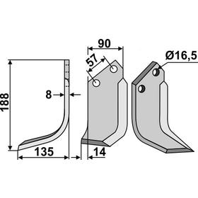 Kuhn	Rotavator Bed Tiller Tine Blade	OE.	K1601100